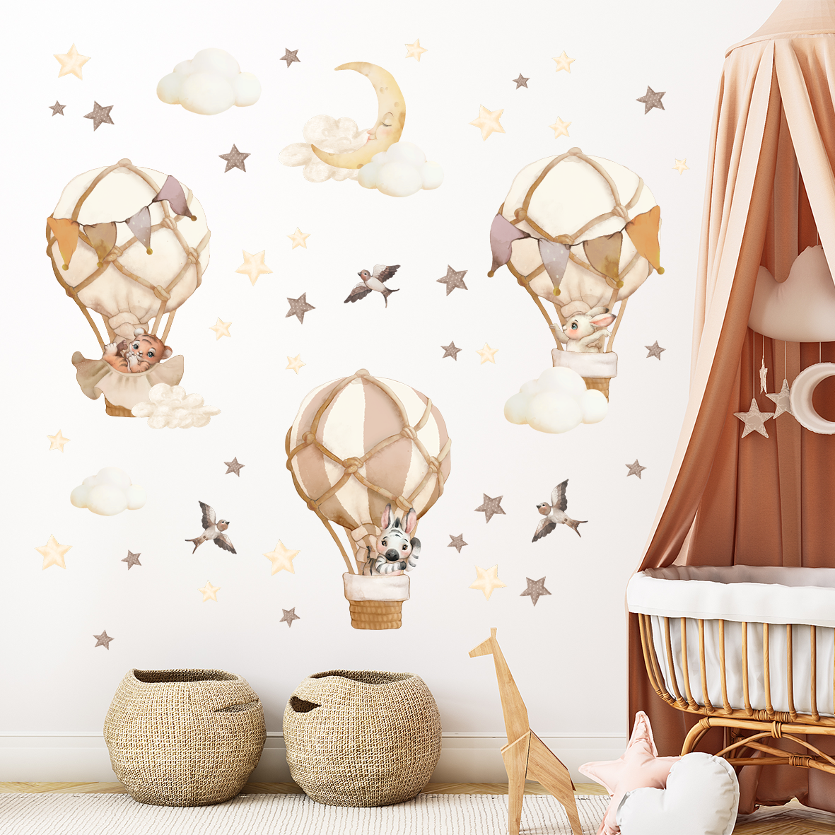 stickers chambre bebe montgolfiere boheme