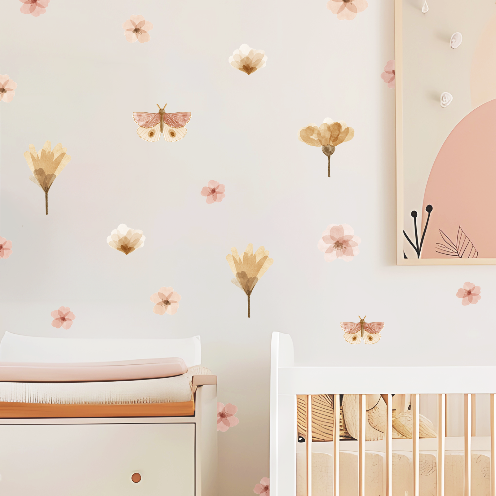 stickers muraux fleurs papillons enfant