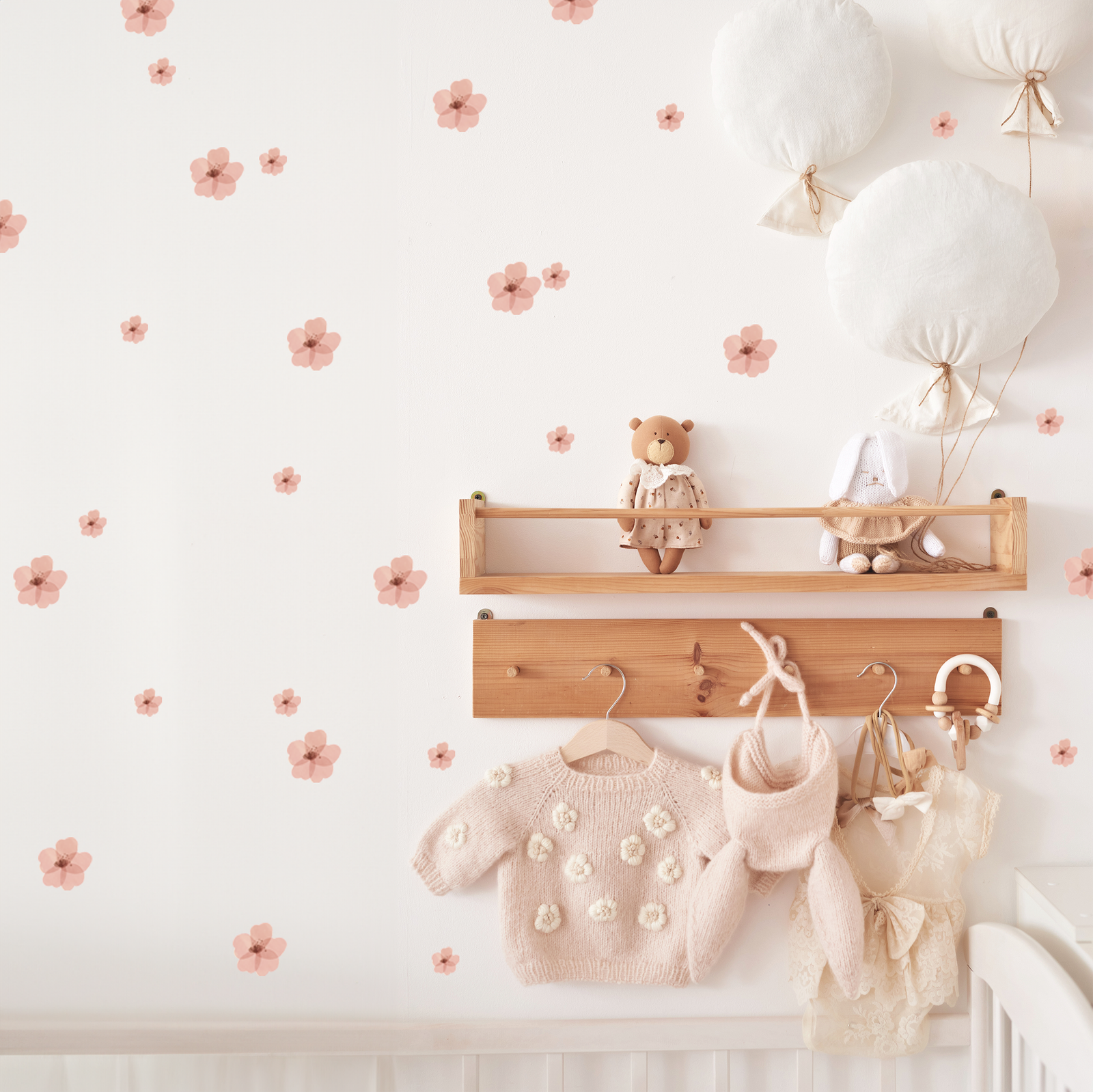 stickers muraux petites fleurs rose décoration murale chambre fille