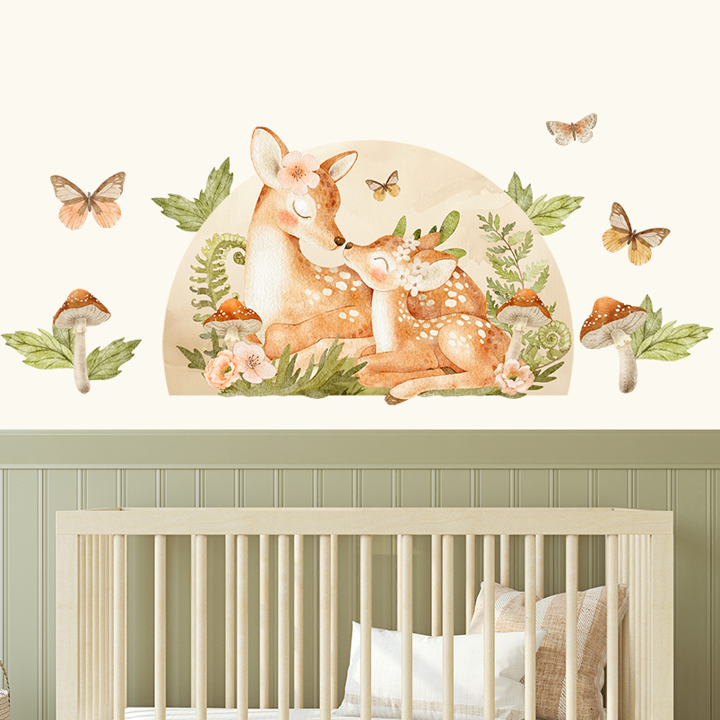 sticker biche aquarelle mur