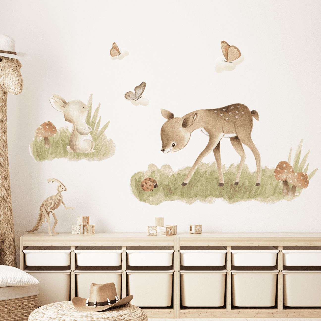 sticker lapin bebe foret aquarelle