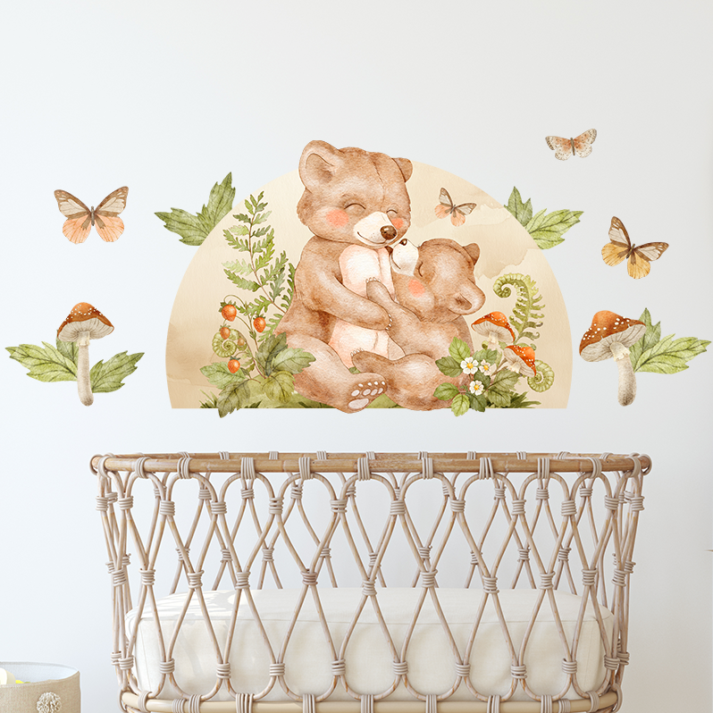 sticker decoratif ours maman bebe