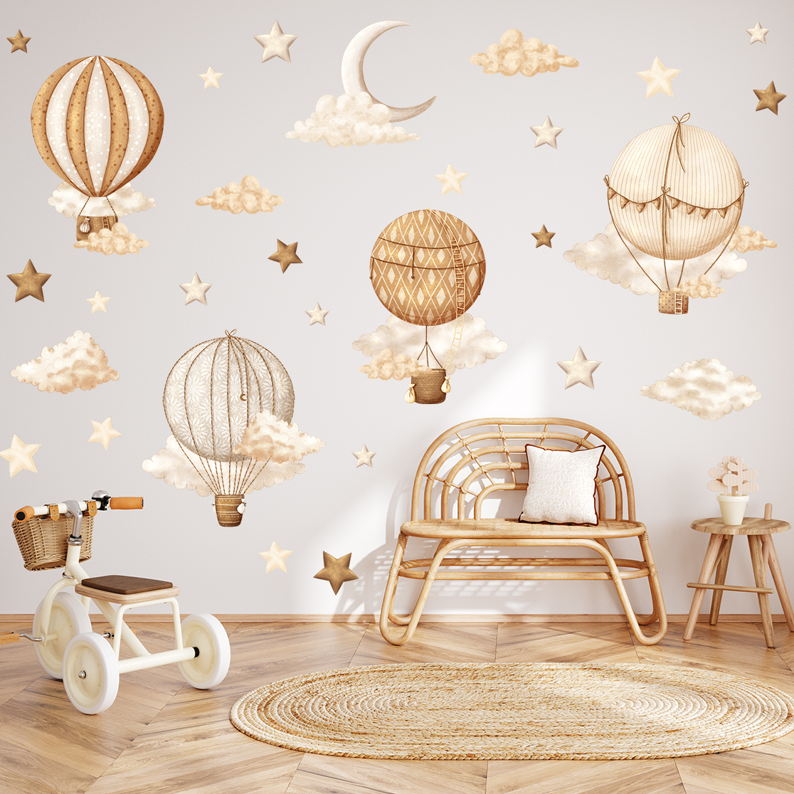 stickers chambre enfant style boheme montgolfiere