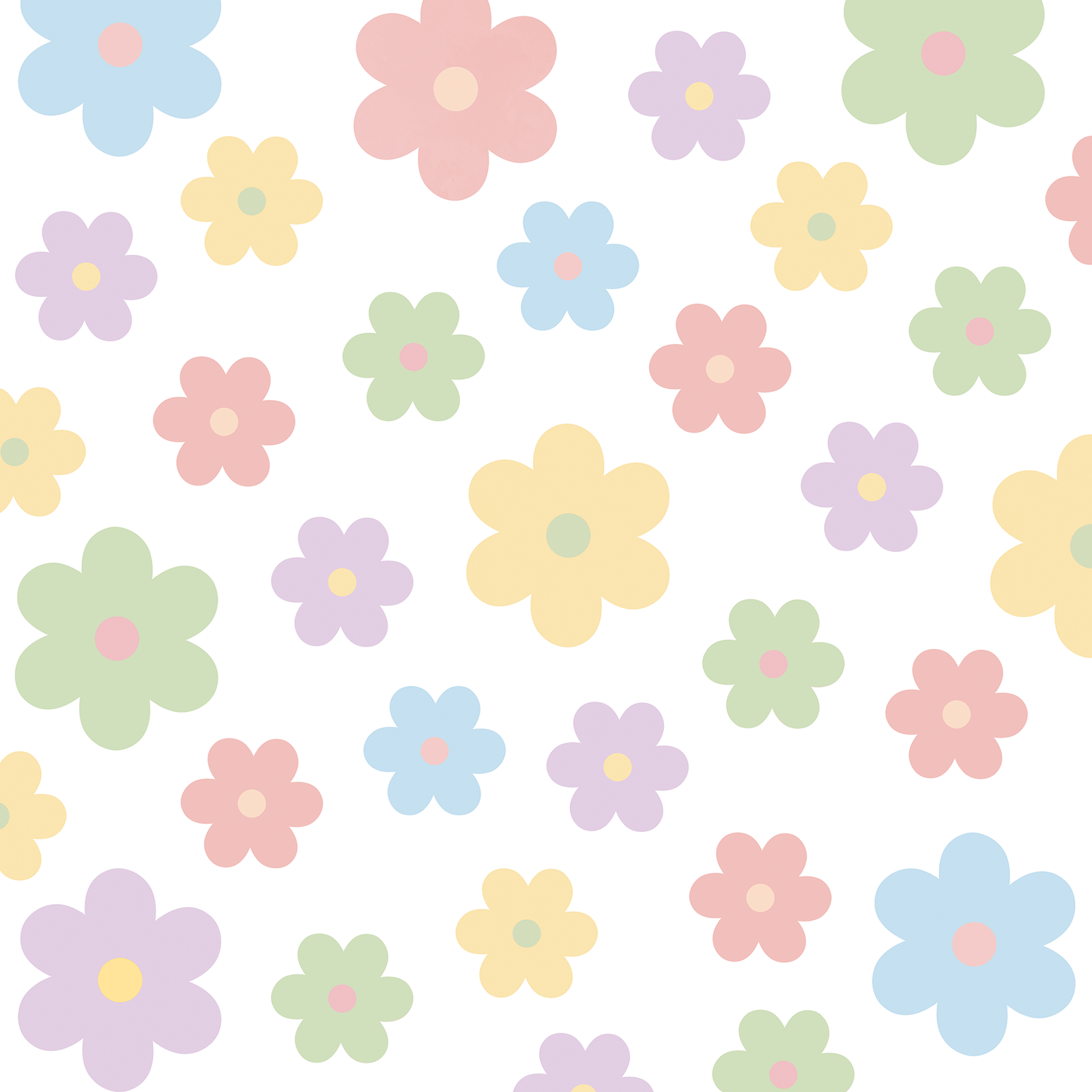 stickers muraux fleurs pastel multicolores enfant 48 pièces