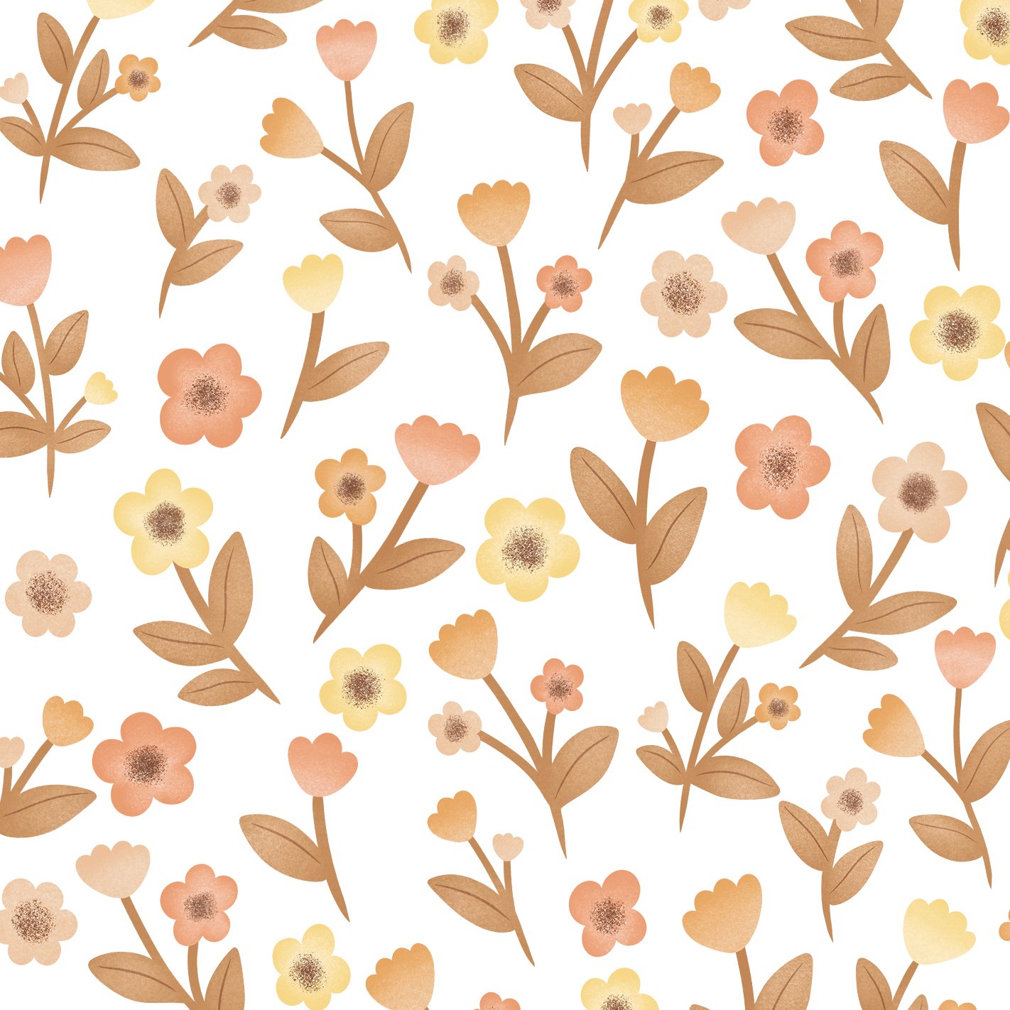 stickers muraux fleurs beige et orange 61 pièces bohème enfant