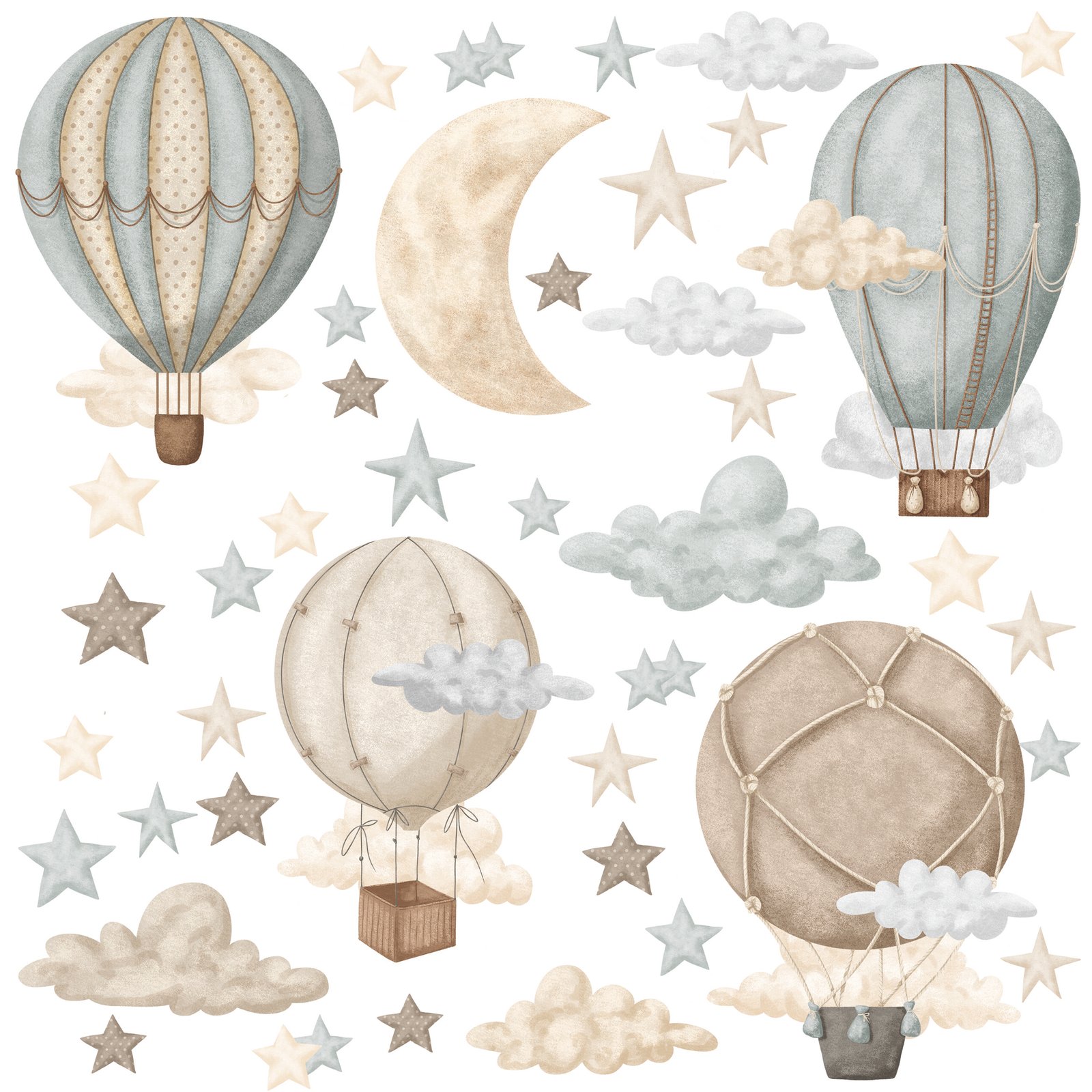 sticker mural montgolfiere chambre bebe garcon fille