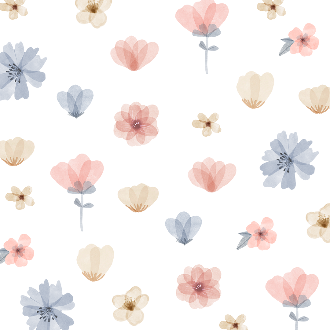 stickers muraux fleurs pastel rose bleu motifs floraux enfant