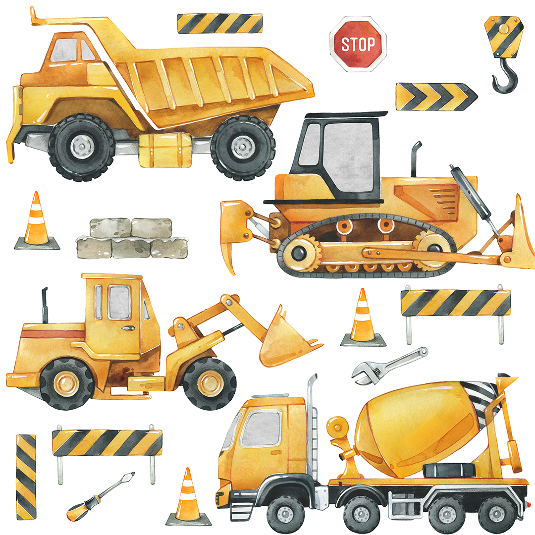 stickers camion béton chambre enfant décoration murale