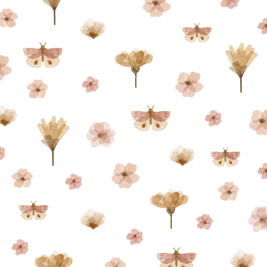 stickers muraux fleurs et papillons pastel motif bohème enfant