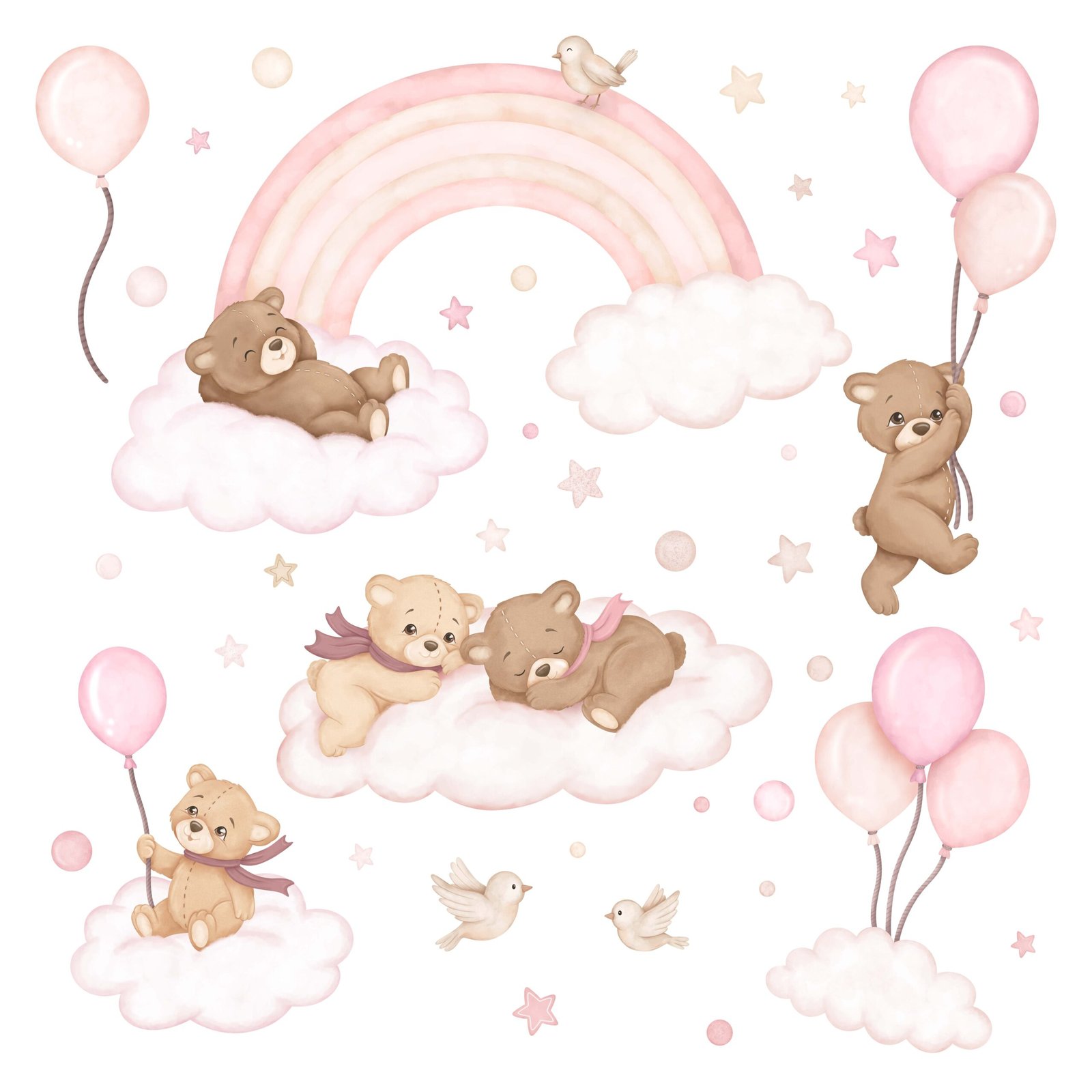 stickers muraux ourson rose chambre bebe