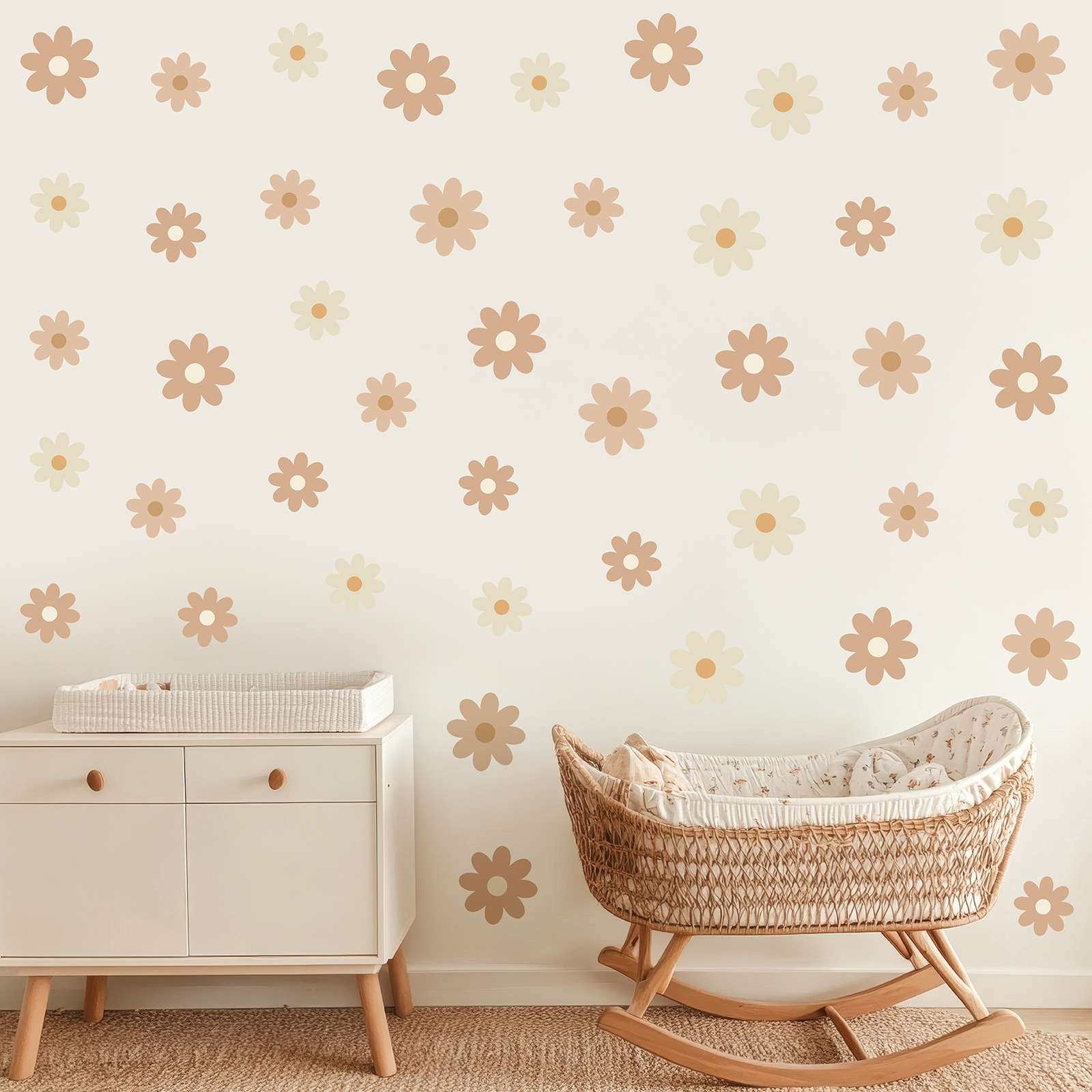 stickers muraux fleurs enfant style boho marguerites