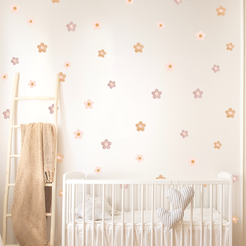 stickers muraux fleurs pastel mur chambre bébé décoration