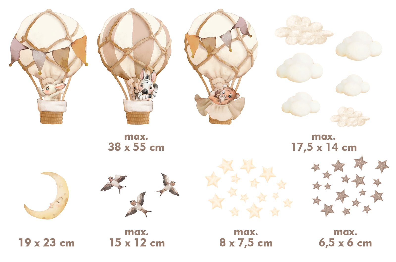 animaux bebe montgolfiere decoration murale