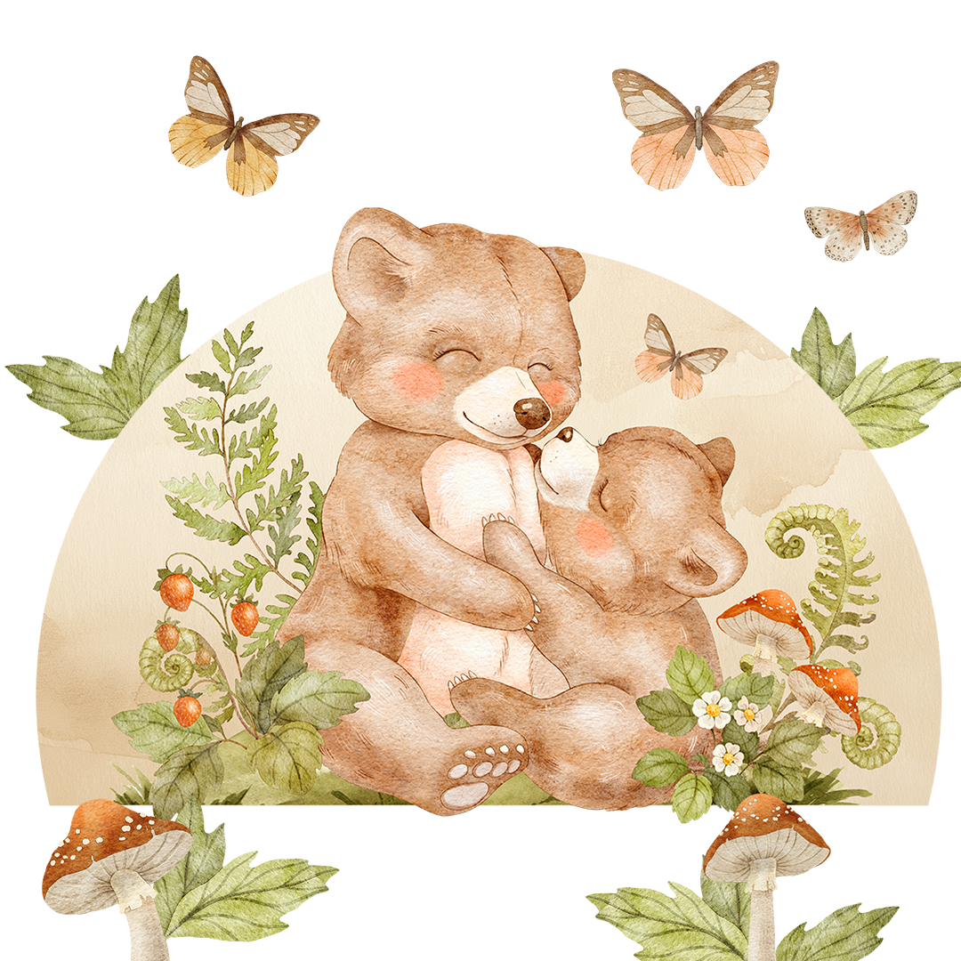 sticker mural doux bebe ours