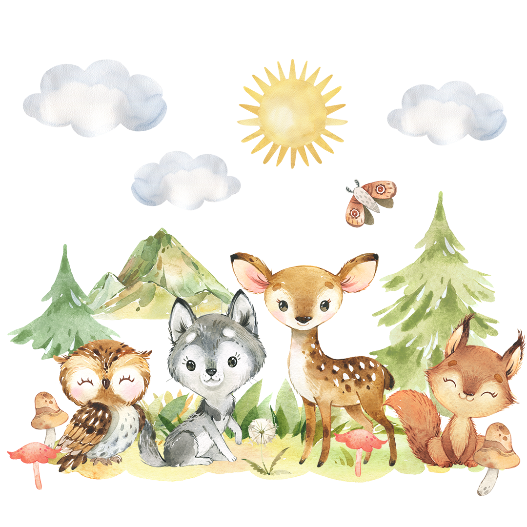 decoration chambre enfant animaux nature foret