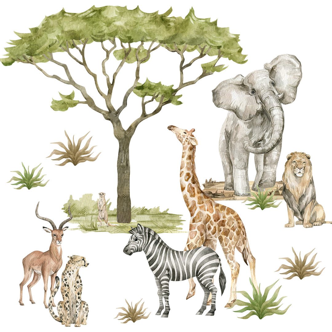 stickers muraux animaux afrique chambre bebe