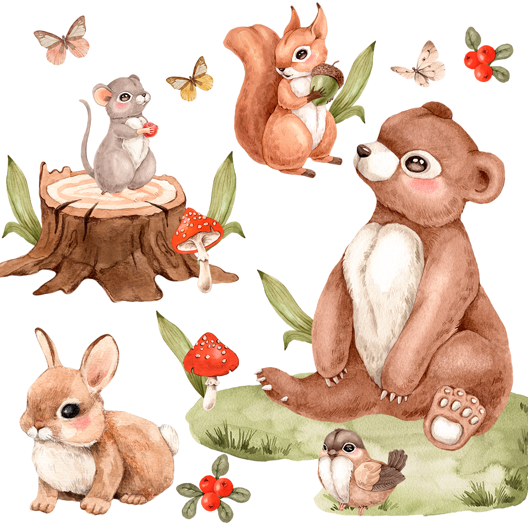 stickers muraux animaux doux pour bébé