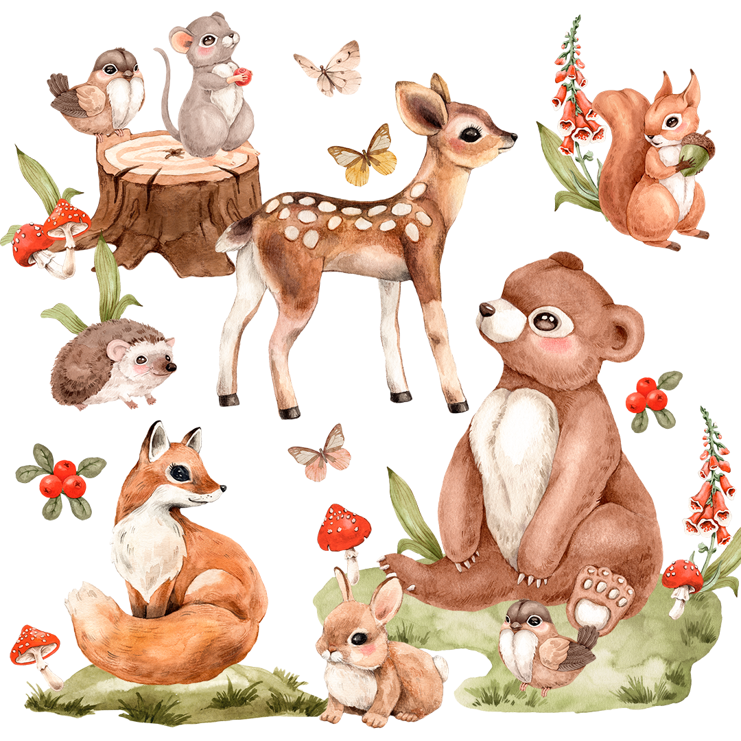 sticker ecureuil foret mur enfant