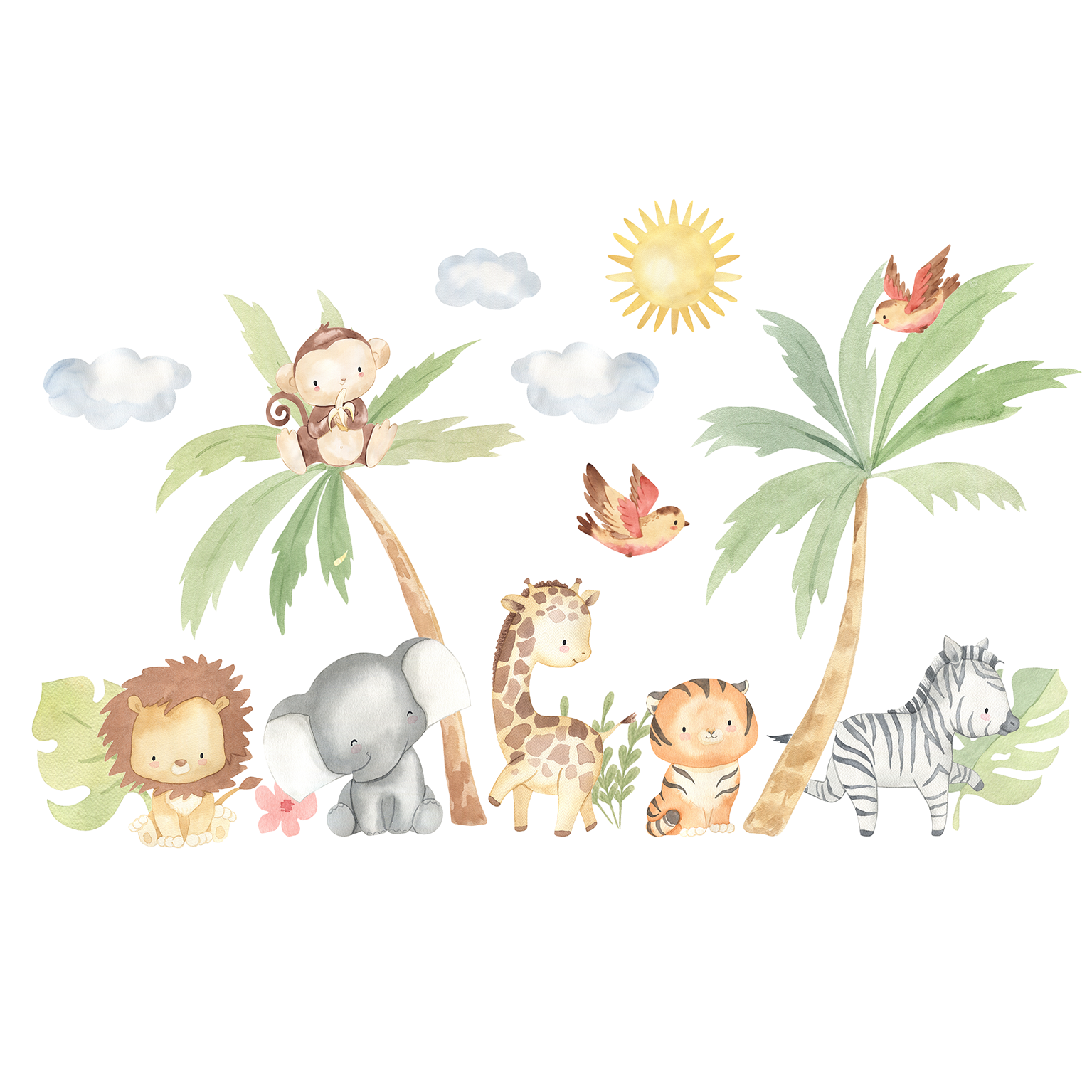 stickers safari bebe animaux doux chambre