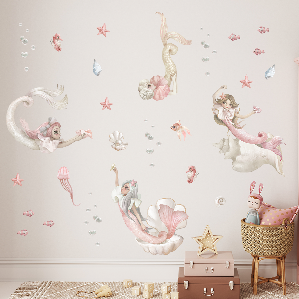 decoration murale sirenes chambre fille