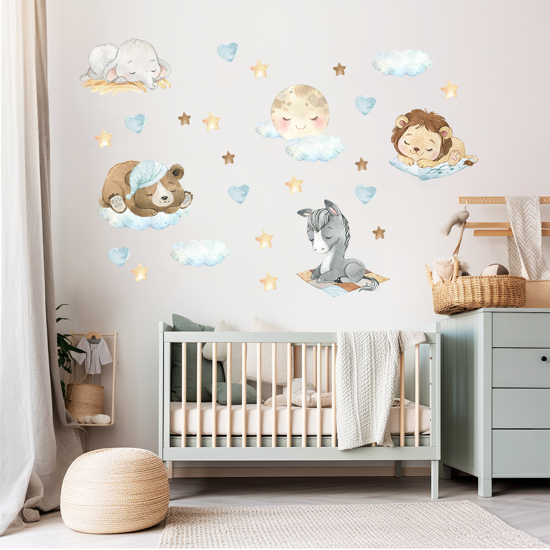 animaux nuit stickers chambre bébé