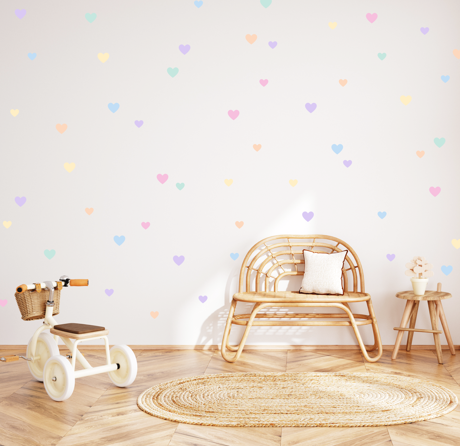 stickers coeurs couleurs douces bebe