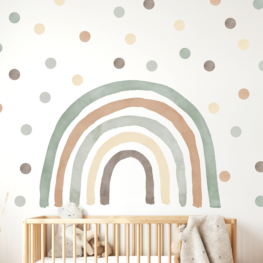 stickers arc-en-ciel vert sauge chambre bébé