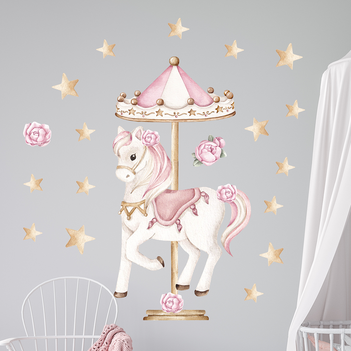 deco murale cheval carrousel bebe