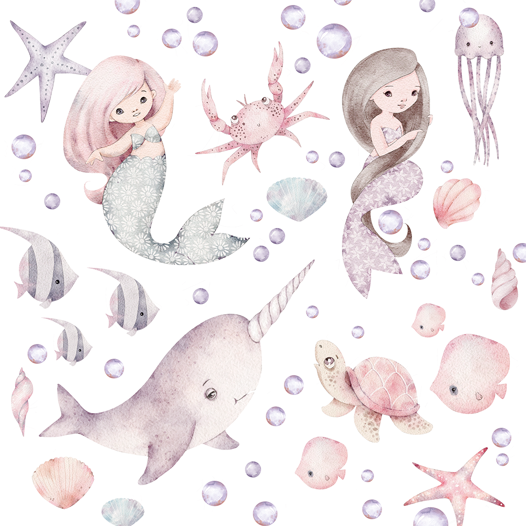 stickers muraux sirenes narval enfant