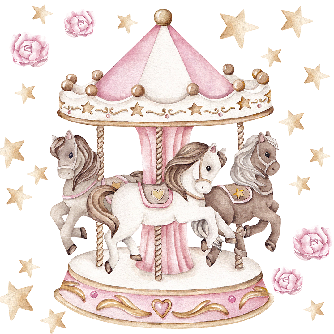 deco murale fille carrousel pastel