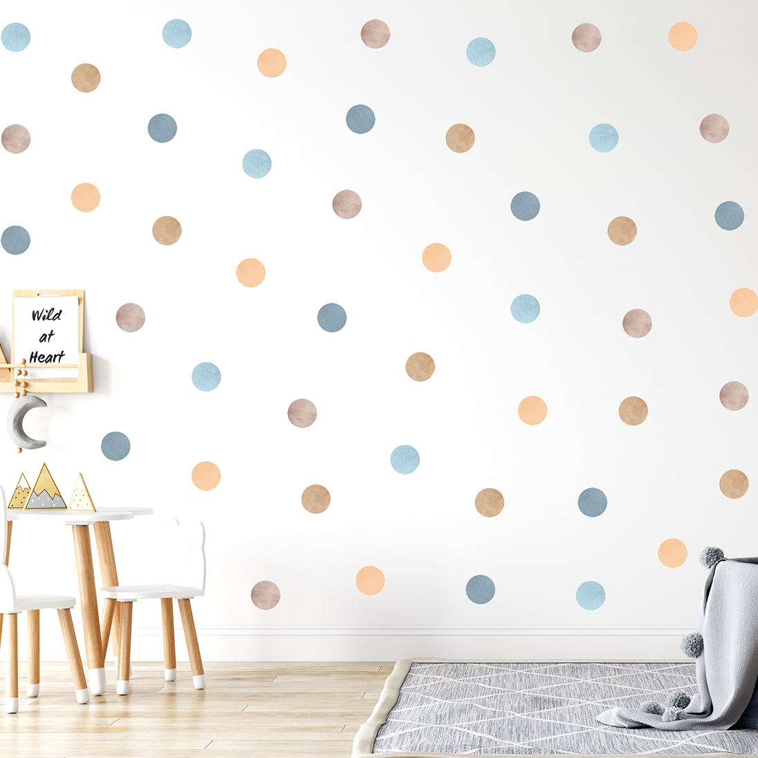 decoration murale pois bleu pastel