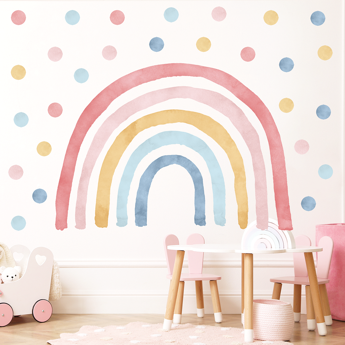 stickers muraux arc en ciel scandinave enfant