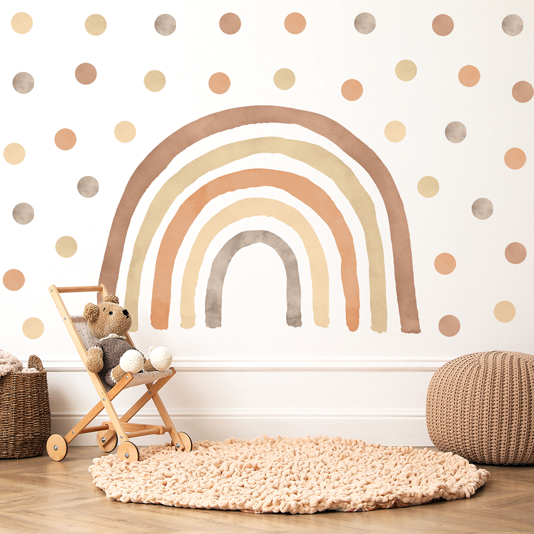 stickers muraux arc-en-ciel brun style bohème