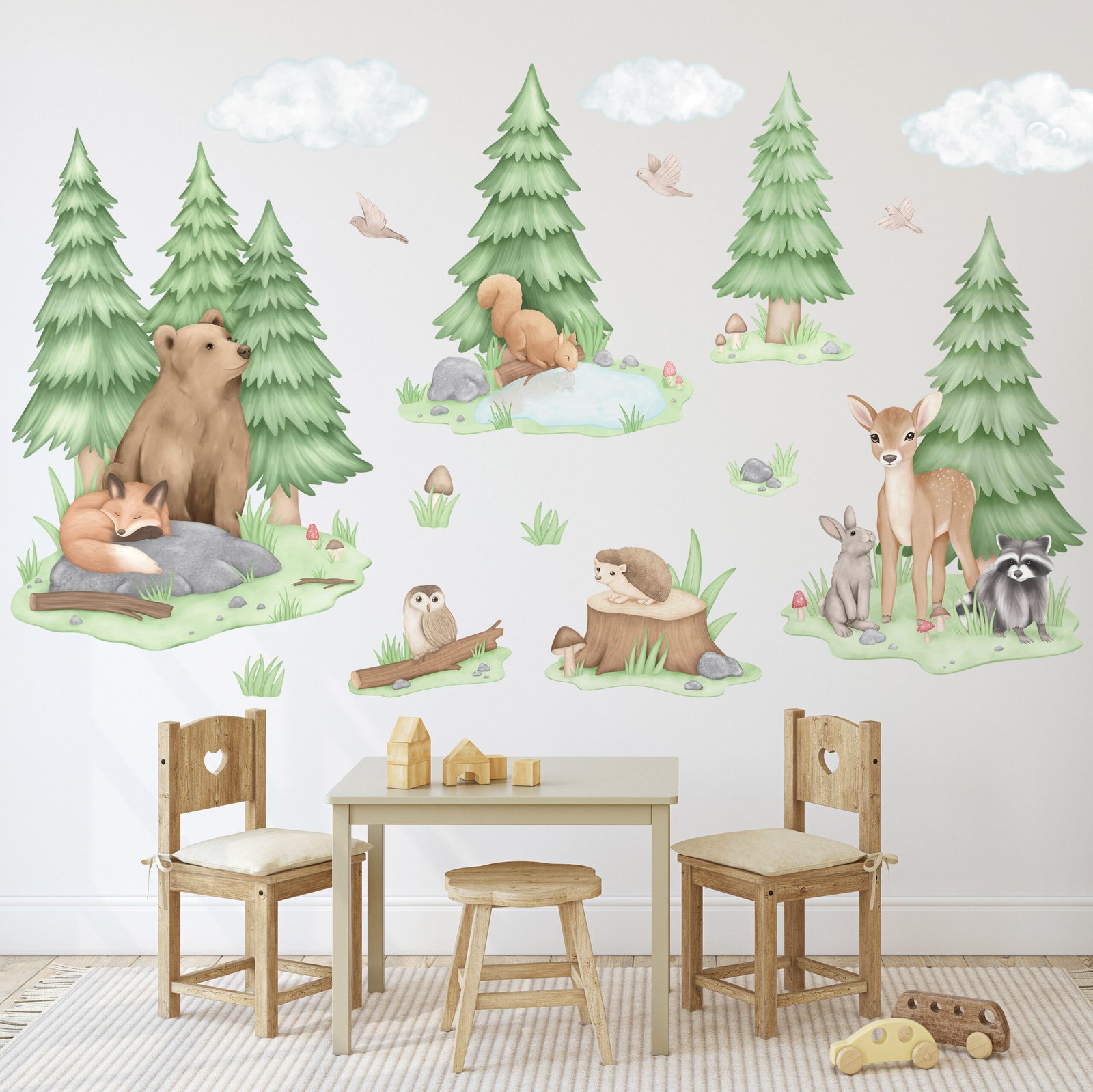 stickers ours renard cerf mur enfant