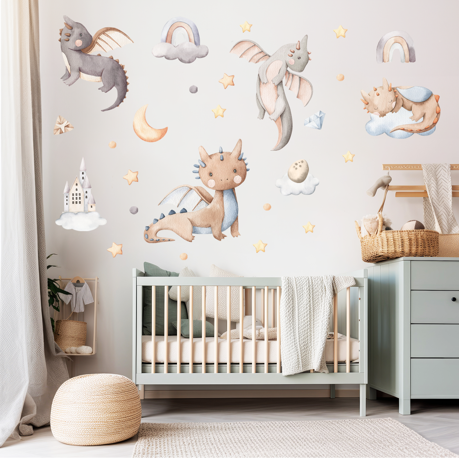 déco chambre enfant dragons et étoiles