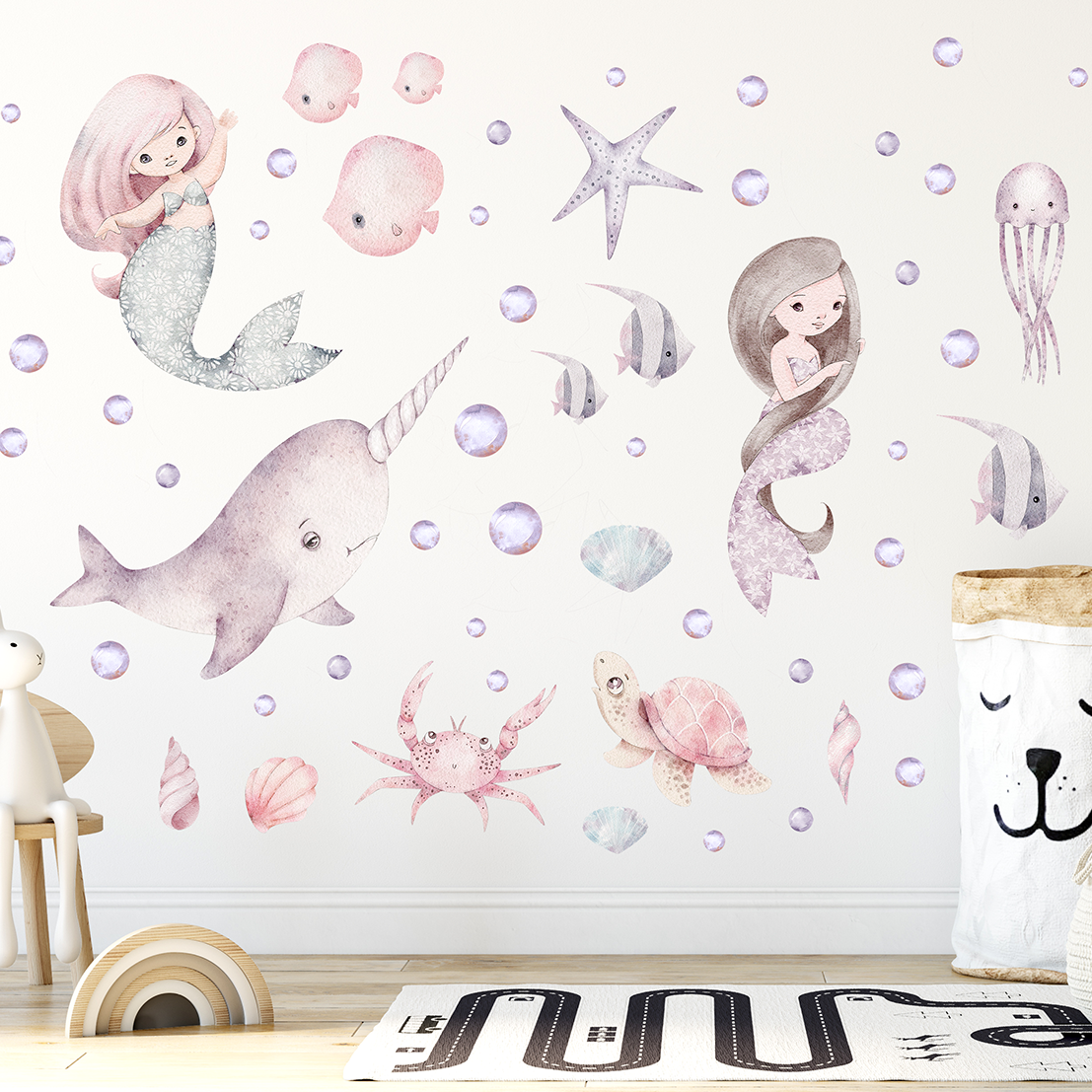 deco murale enfant sirenes narval