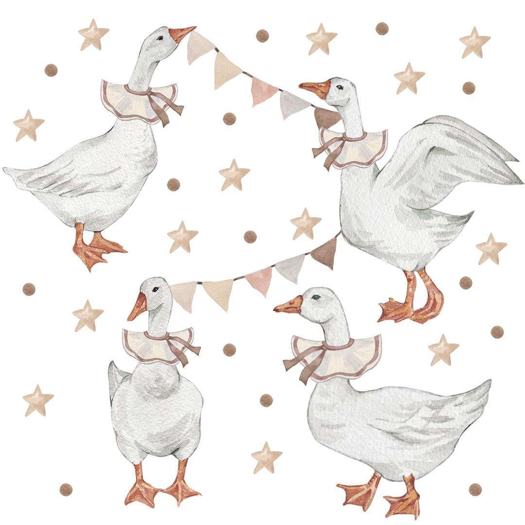 déco murale chambre bébé oies bohème