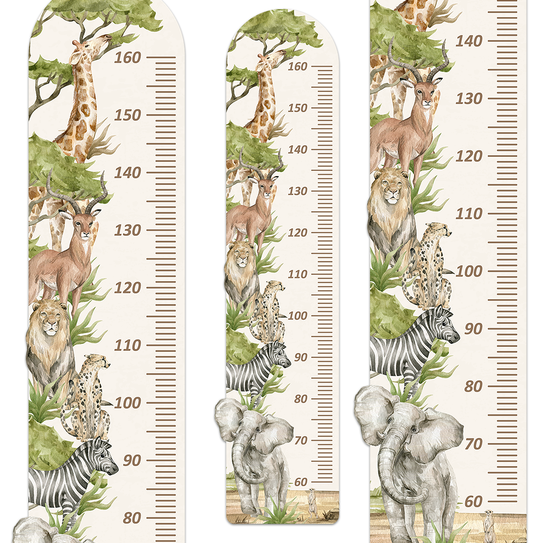 toise de croissance safari enfant animaux savane aquarelle