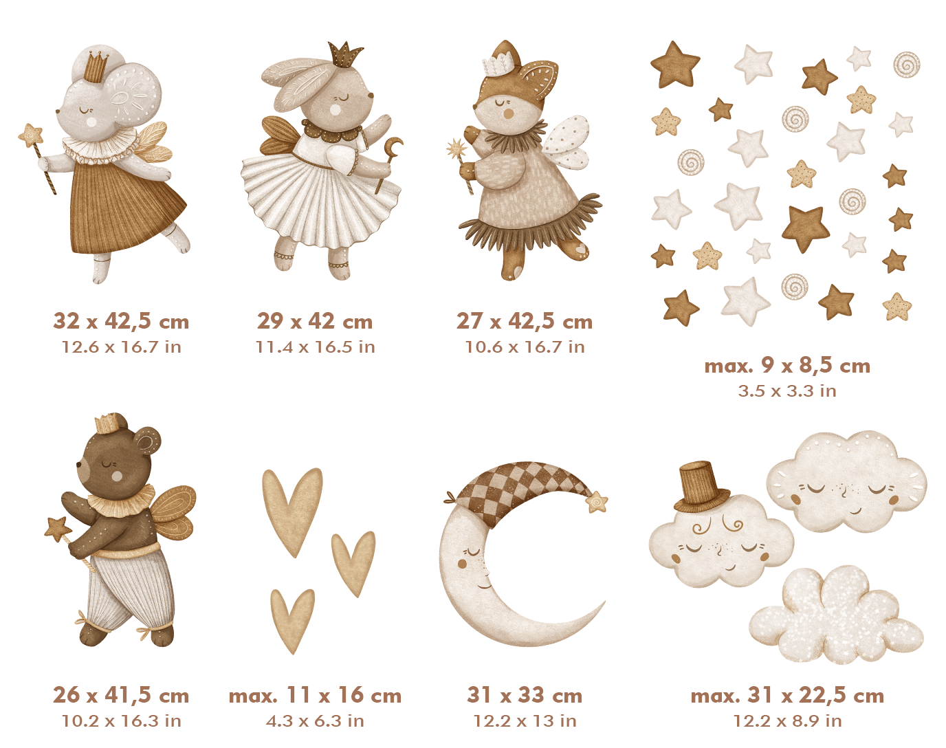 dimensions stickers muraux animaux magiques chambre bébé