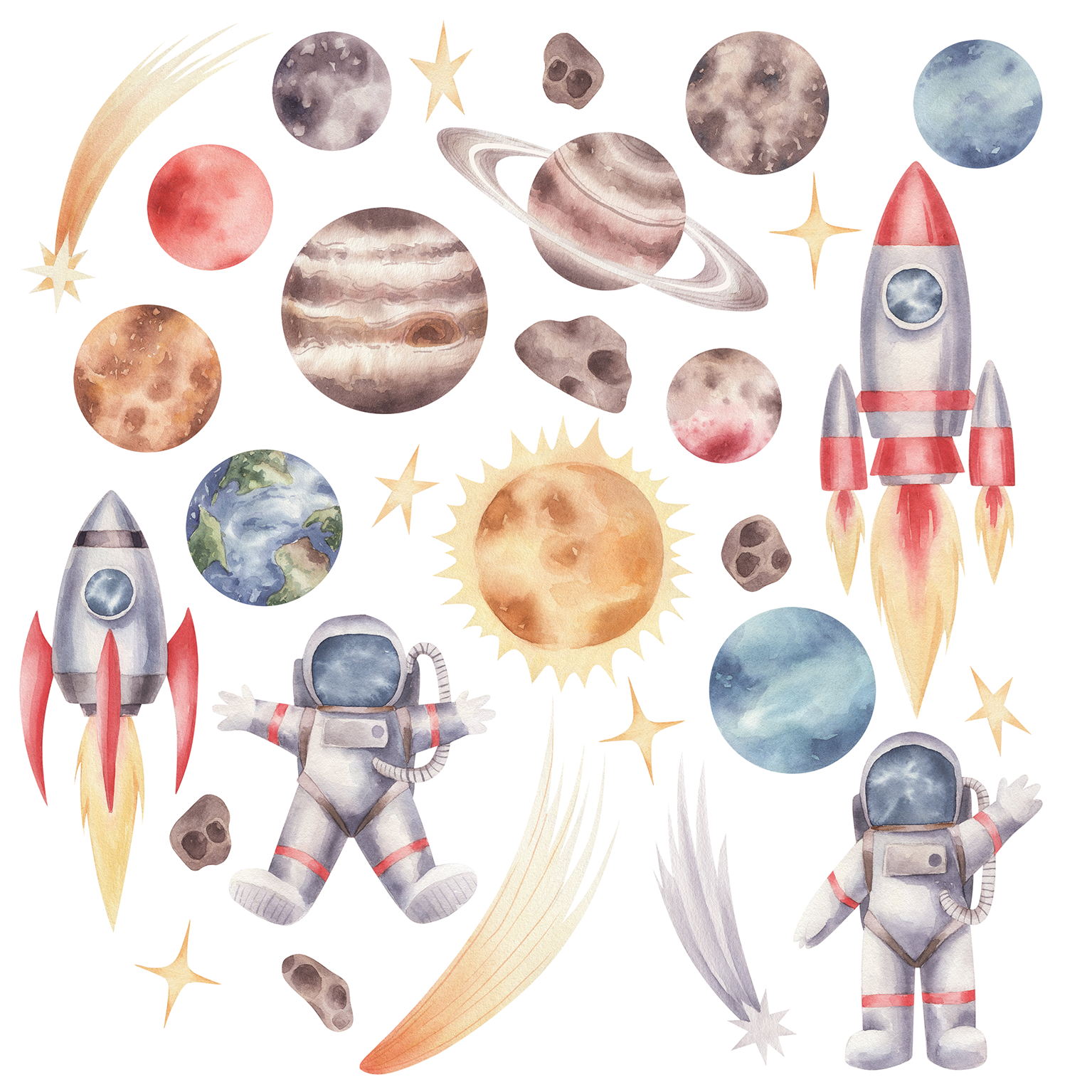 univers spatial decoration murale enfant