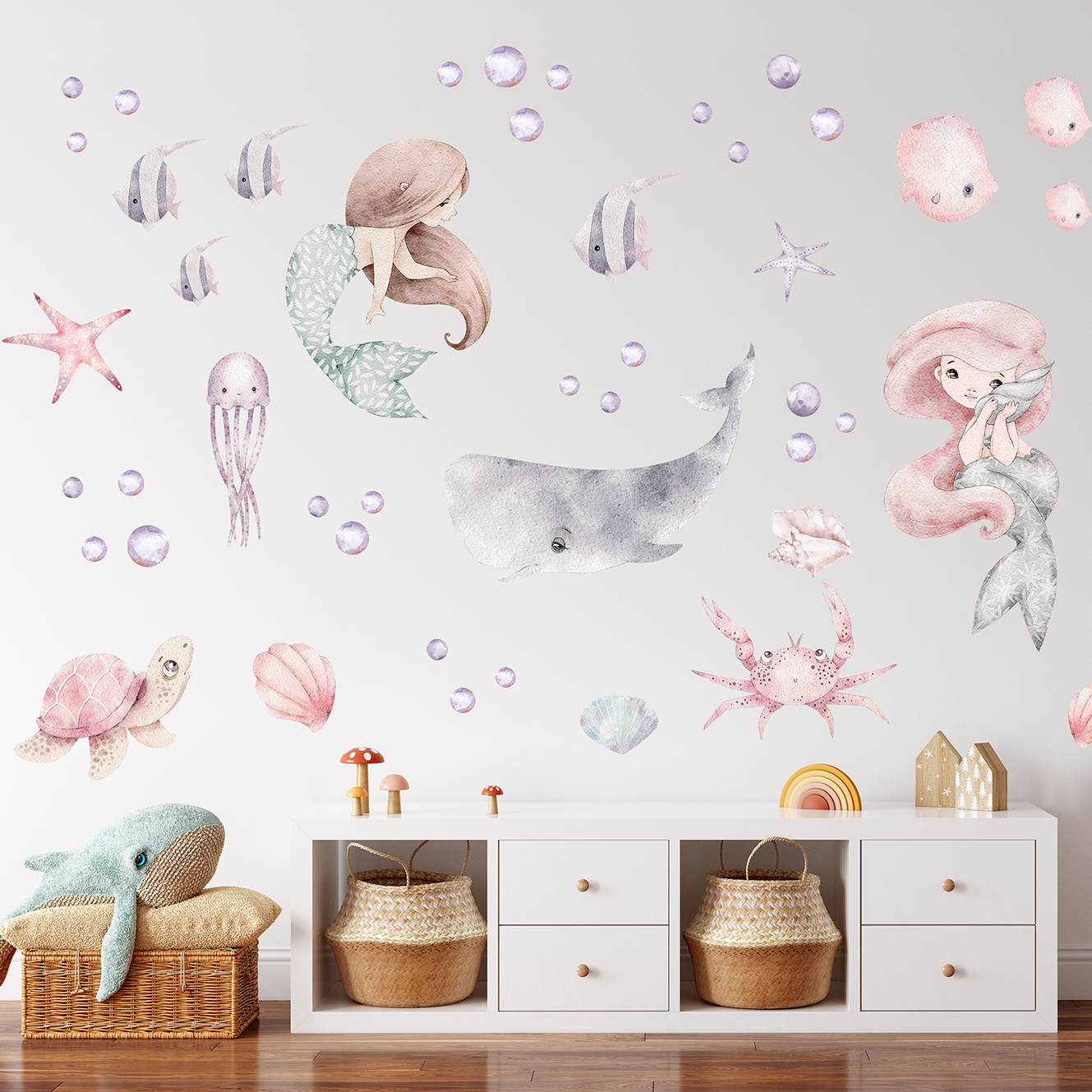 sirenes aquarelle ocean chambre enfant