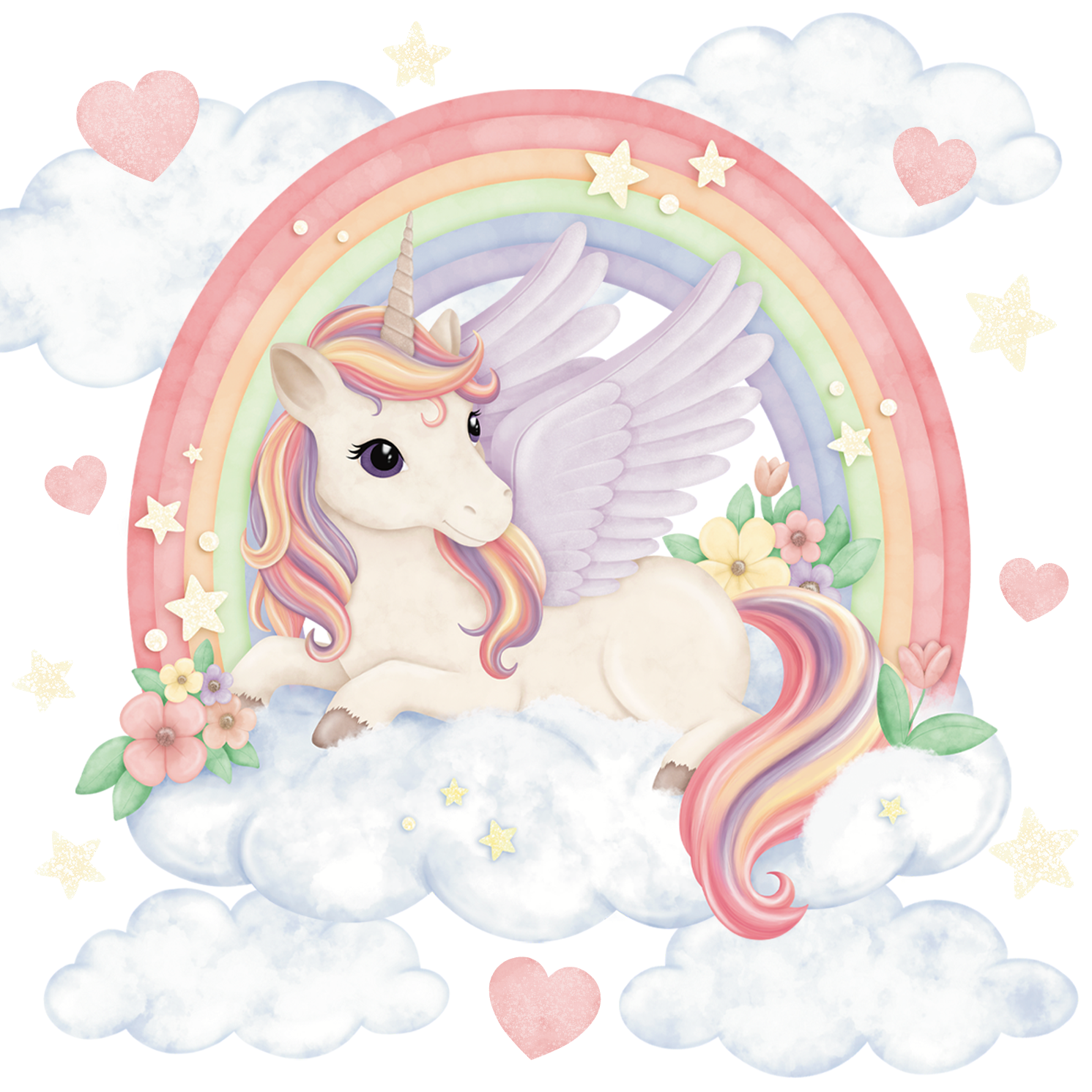 stickers muraux licorne arc en ciel chambre enfant